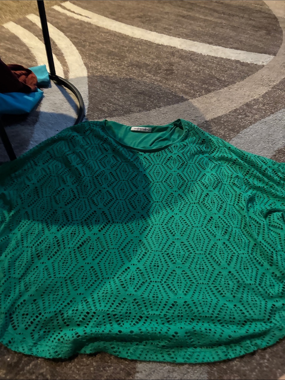 Green Lace Overlay Women's Top